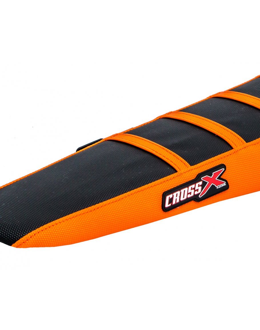 Poťah sedadla CrossX stripes KTM SX/SXF/XCF 19-20, EXC-EXCF-XC 2020 čierna/oranžová/oranžová