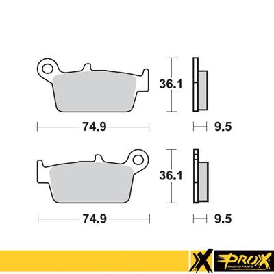 Zadné brzdové platničky PROX Honda CR125R / CR250R / CR500R 1987 - 2001 / Yamaha YZ125 / YZ250 1998 - 2002/Suzuki RM