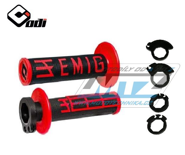 Rukoväťe ODI LOCK ON Emig V2  (4takt aj 2takt) - červeno čierne