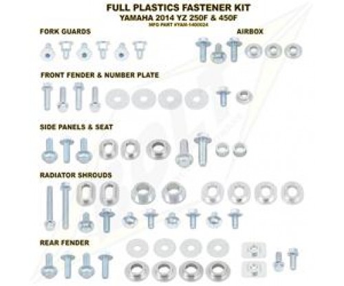 Sada skrutiek na plasty YZF 250 14-18, YZF 450 14-17