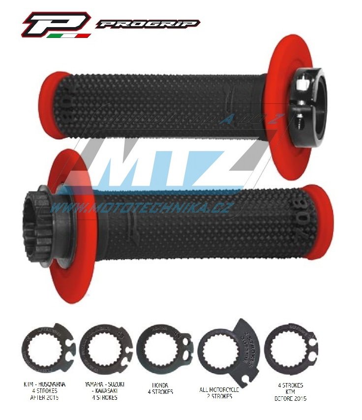 Rukoväte / Gripy Progrip 708 LOCK-ON 2takt + 4takt (ODI SCS) vrátane 5 nástavcov - čierno-červené