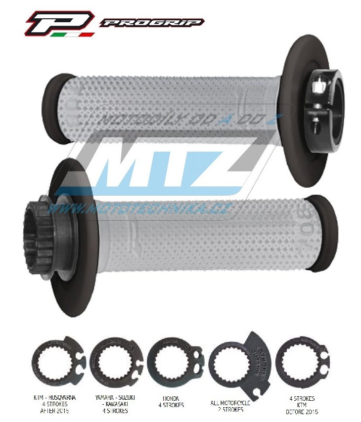Rukoväte / Gripy Progrip 708 LOCK-ON 2takt + 4takt (ODI SCS) vrátane 5 nástavcov - šedo-čierne