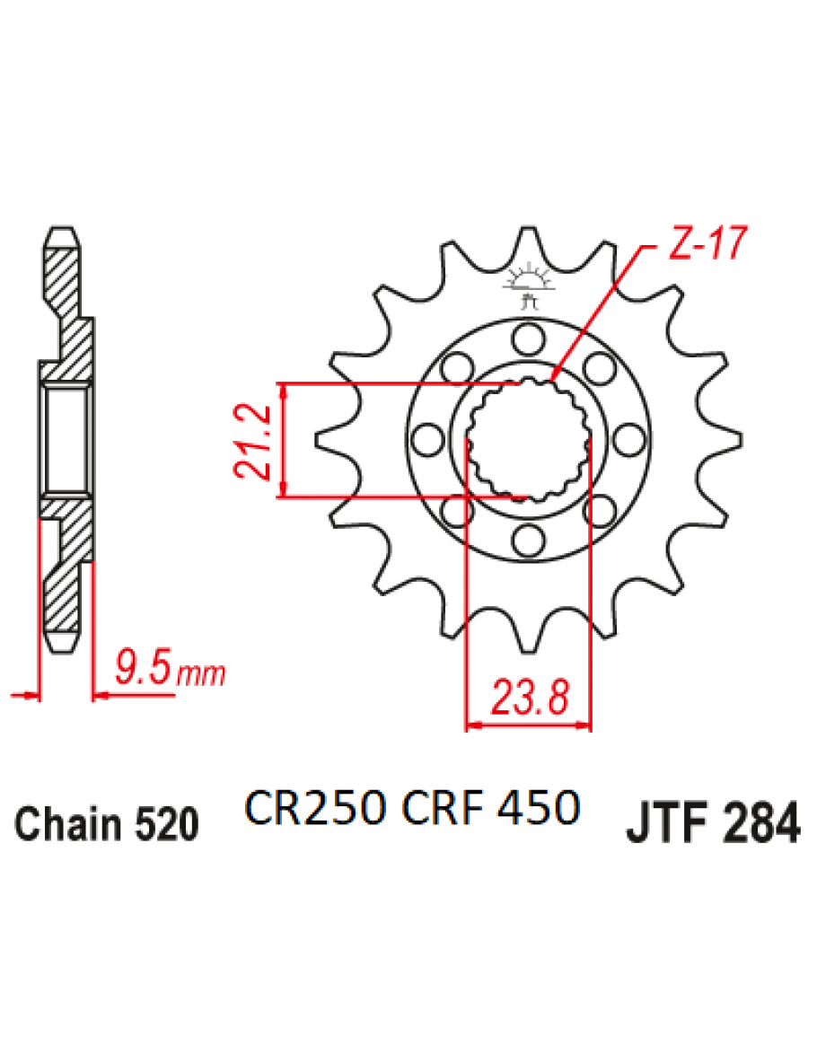 Vývodové koliečko Honda CR 250R CRF 450 14 zubové