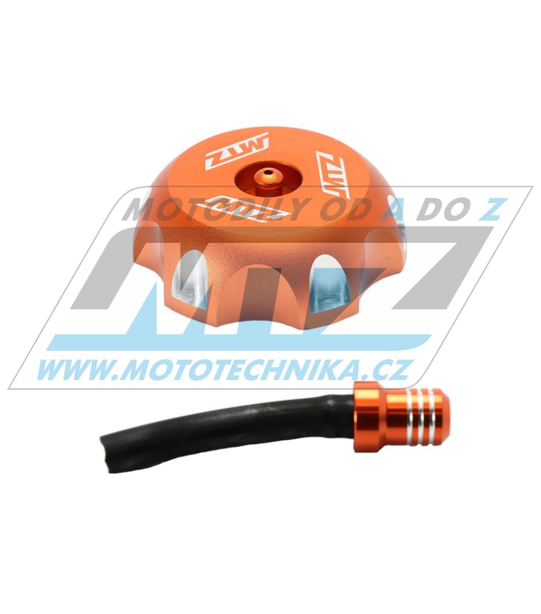 Viečko nádrže Alu -KTM SX+SXF / 94-06 + ECX+EXCF / 94-07 + KTM 50SX + Husqvarna CR125+CR250+WR125+WR250+WR360 + TE250+TE450+TE510+TE610 + TC250+TC450+TC510+TC570 + TC50 + Husaberg + TM - oranžové