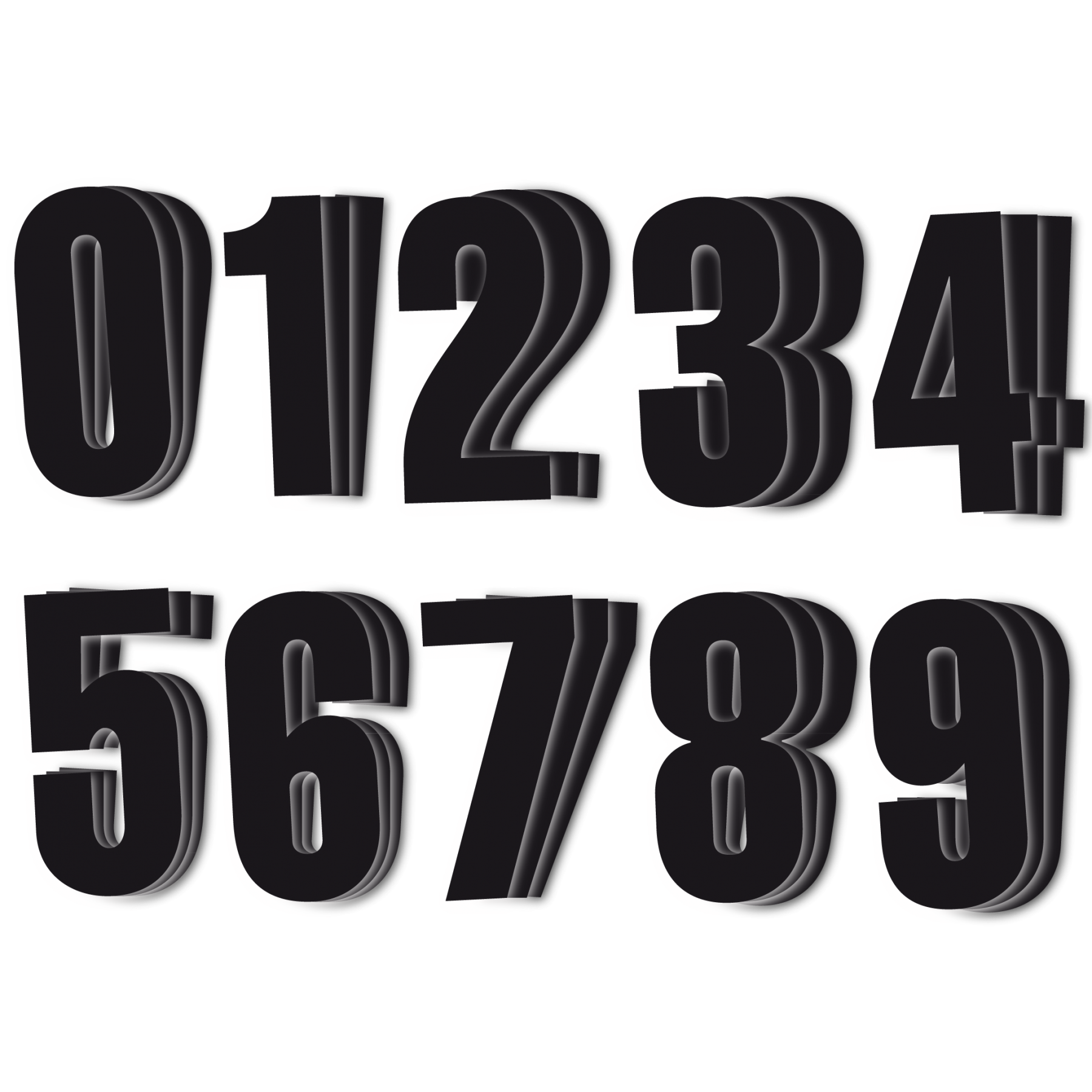 BLACKBIRD Čísla čierne 13X7 balenie 0-9 PVC