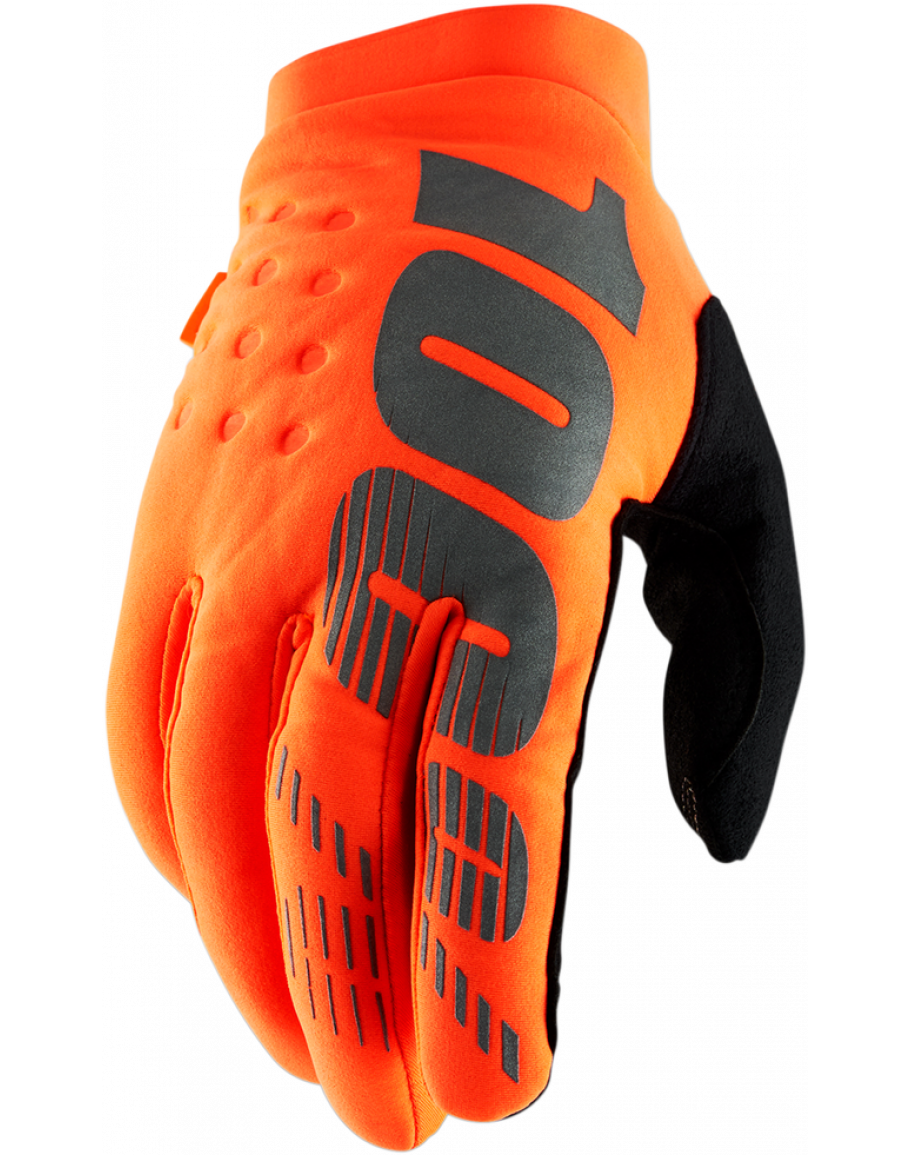 Rukavice 100% Brisker flo orange/black neoprénové