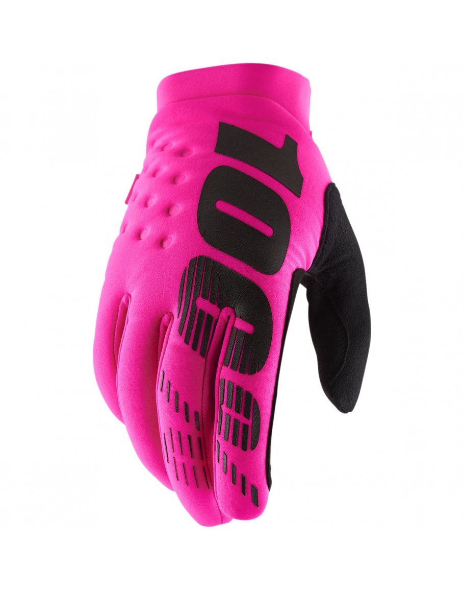 Rukavice 100% Brisker neon pink neoprénové