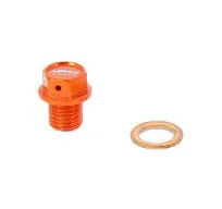 Vypúštacia skrutka KTM/Husq./Gas Gas M12 x 1,5 -12mm s magnetom oranžová