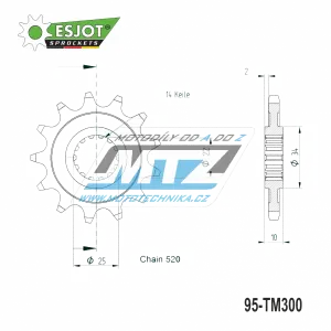 Koliesko reťazové (pastorok) TM300-13zubov ESJOT - TM MX300+EN250+EN300 / 95-20 + MX250F+EN250F / 01-10 + MX400F+MX450F+MX530F+EN400F+EN450F+EN530F / 01-20