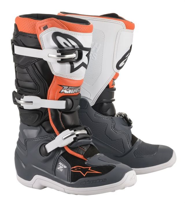 Detské čižmy Alpinestars Youth Boots Tech 7S Black Gray White Orange Fluo