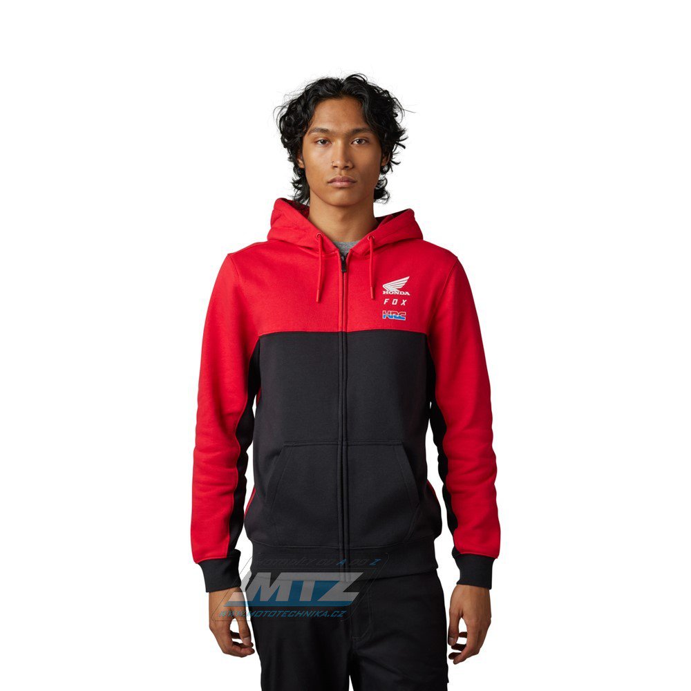 Mikina pánska Fox X Honda Zip Fleece - čierno-červená (veľkosť XL)