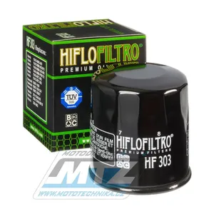 Filter olejový HF303 (HifloFiltro) čierny -  Access 450 + Bimota 1000 + Honda 40hp + CB400+CBR1000+VT1100 + Kawasaki KVF400 Prairie+ Jet Ski STX+KLF400 + ZX600 + Z1000 + Polaris 400 Ranger+500 Sportsman + Yamaha YFM660 Grizzly+FX Cruiser+YZF-R1