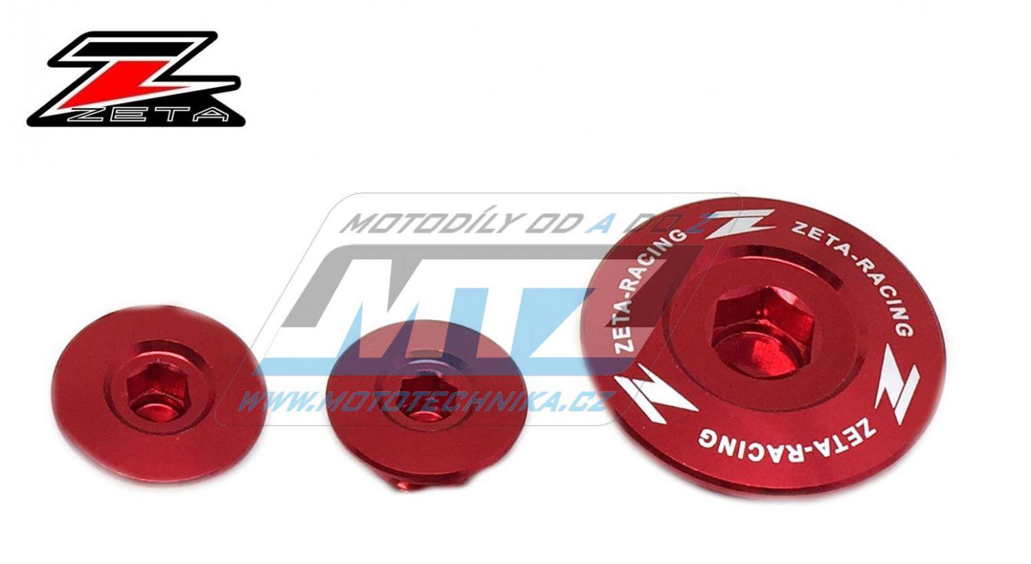 Zátky bočných viek motora ZETA - Honda CRF250R / 04-09 + CRF250X / 04-17 - červené