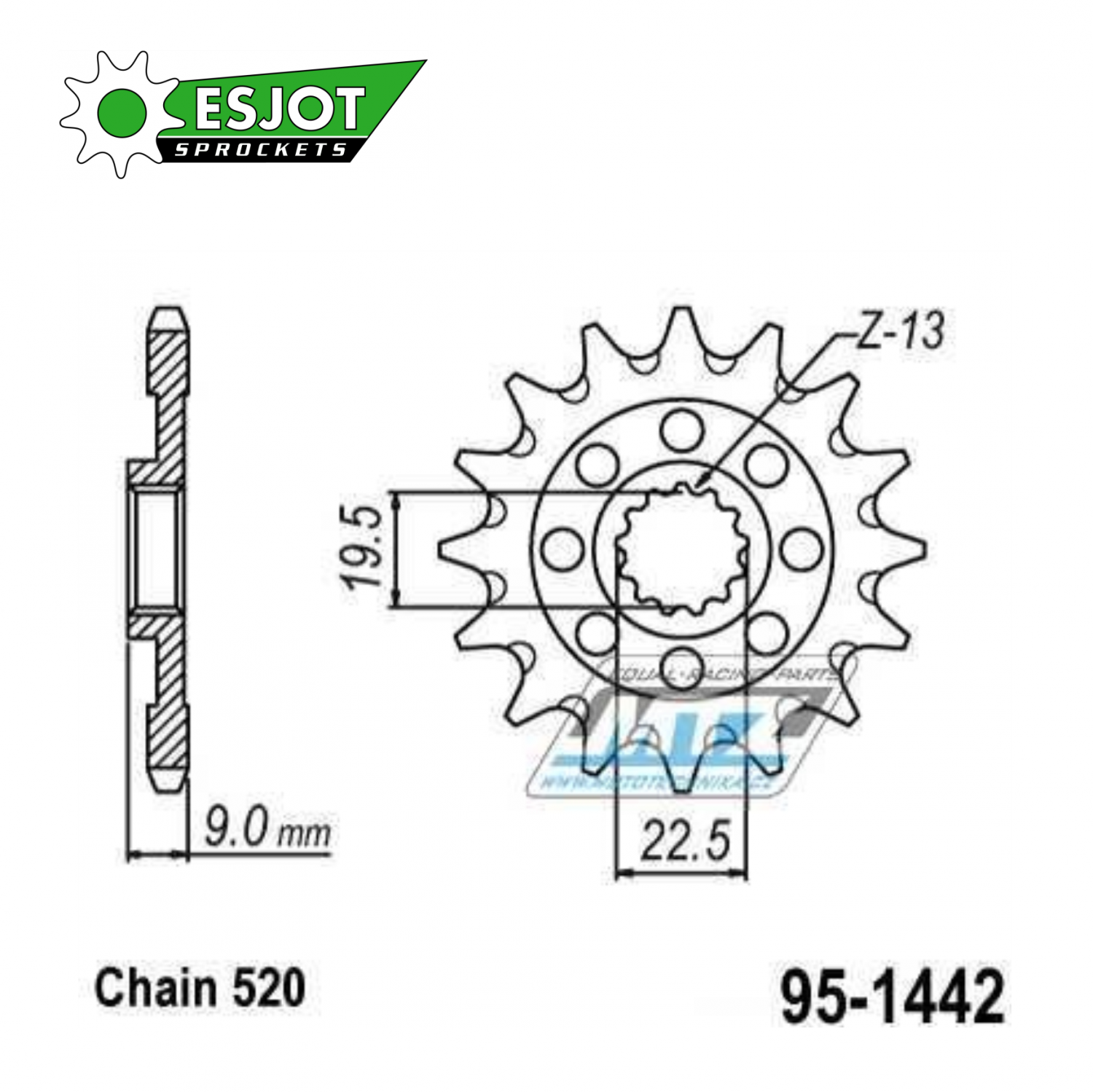Koliesko reťazové (pastorok) 1442-13zubov ESJOT 50-32169-13 - Suzuki RMZ250 / 13-20
