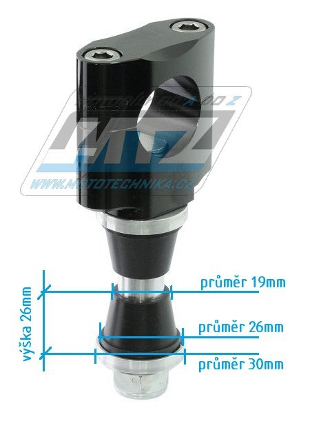 Klemy/držiaky riadidiel 28,6mm so silentblokmi (hlavná skrutka 12mm)