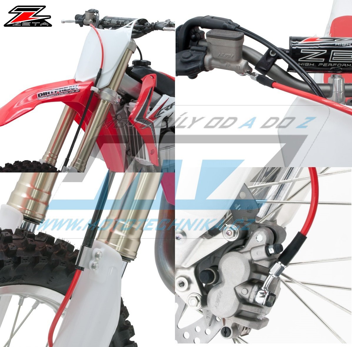 Hadica brzdová zadná Suzuki RMZ250+RMZ450 + Kawasaki KXF250+KXF450 - červená
