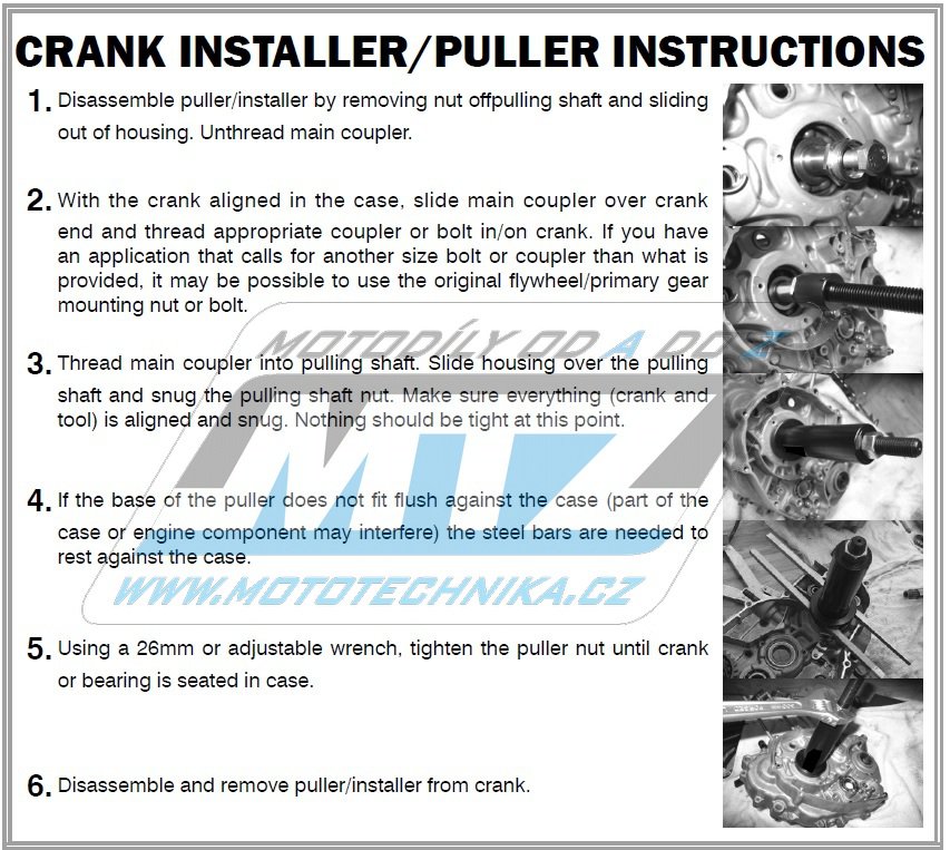 Súprava prípravkov pre montáž kľukovej hriadeľe Crank Install Puller MTZ