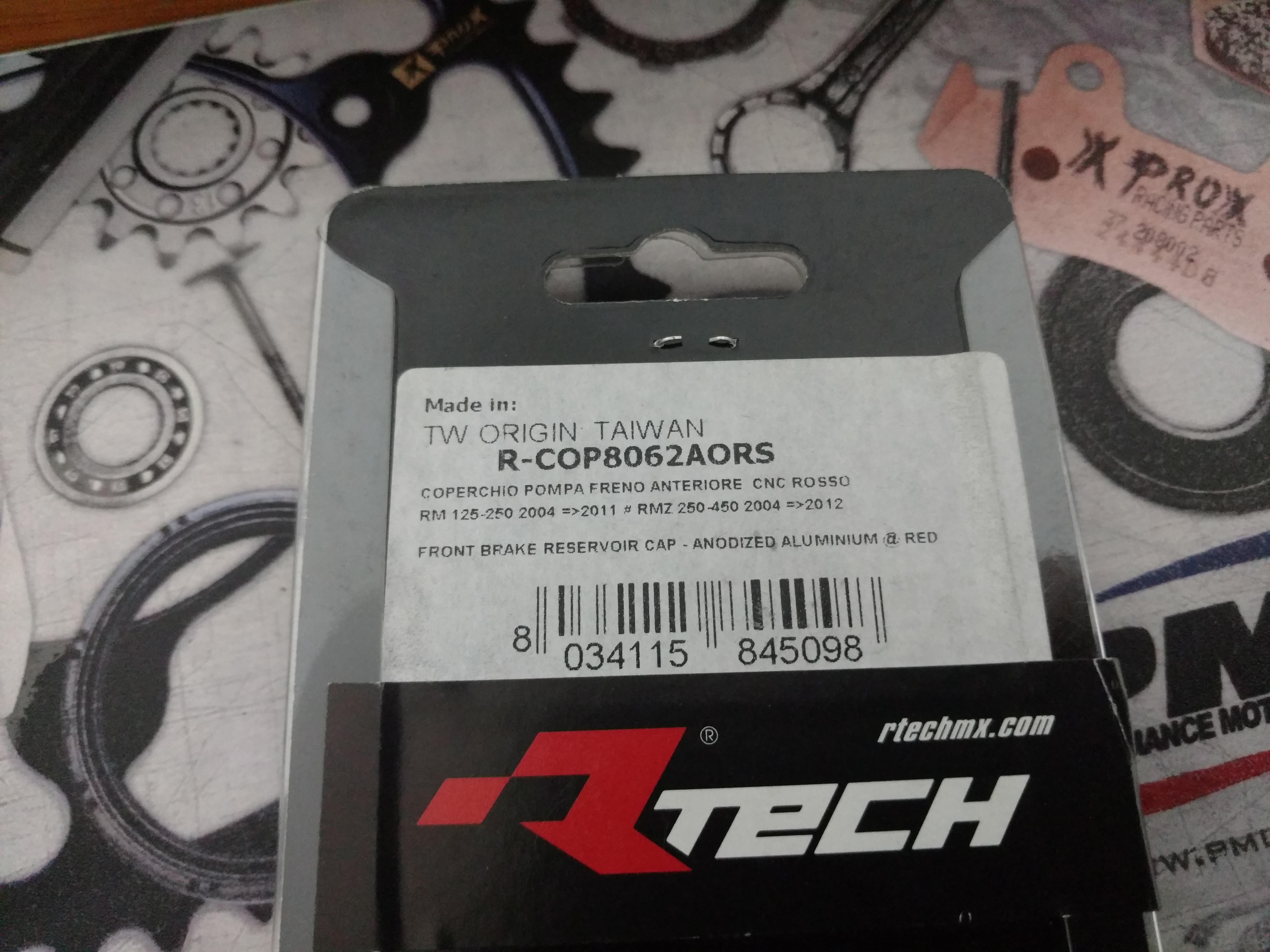 Veko-uzáver zadnej brzdovej nádobky R-tech KX/KXF/RM/RMZ červený