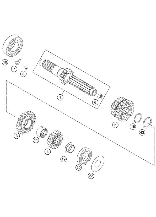 Koliesko prevodovky 3/4 rýchlosť KTM 250sxf 2014-2015 77733303000, SLIDING GEAR 3./4.G Z=17/19, KTM
