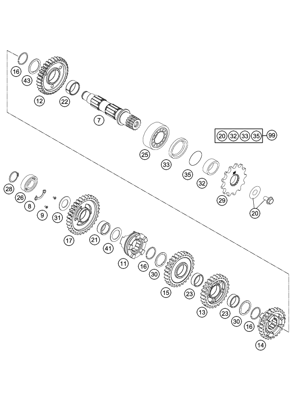 Ložisko kolieska prevodovky KTM 2006-2015 0405222611, NEEDLE BEAR.K 22X26X10 DIVIDED, KTM