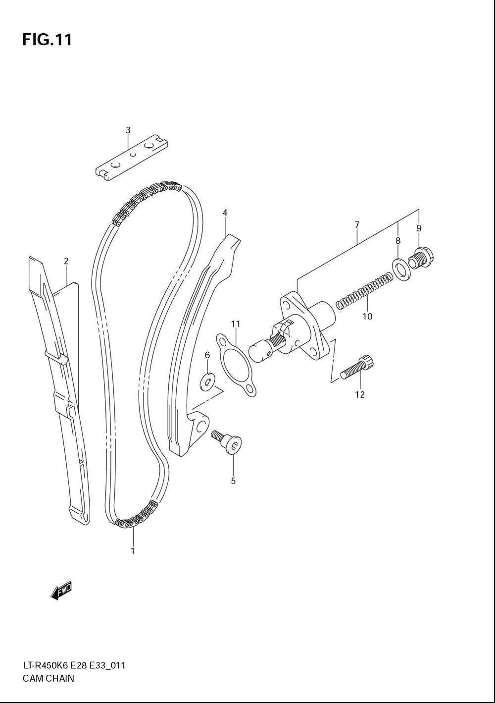 1277145G10, Vodiaca lišta, vačková reťaz, Suzuki LTR450 2006-2011 oem diel