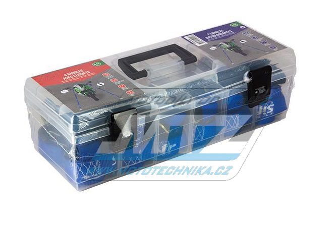 Súprava popruhov/Kurty upínacie s hákmi s poistkou (6kusov v kufríku) - modré