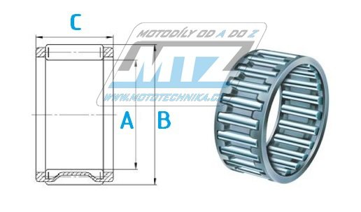 Ložisko ojnice ihlovej pre piestny čap Athena (rozmery 14x18x16,8mm)
