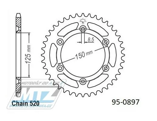 Rozeta oceľová (prevodník) 0897-49zubov MTZ PRO Offroad (farba strieborná) - KTM SX+SXF+EXC+EXCF + SMR+SMC+EGS+MXC+SXC + LC4+Adventure+Duke+Enduro+Rallye + Husaberg TE+FE+FC+FS + Husqvarna TC+TE+FC+FE+TX+FX + Enduro+Supermoto+Vitpilen+Svartpilen + G