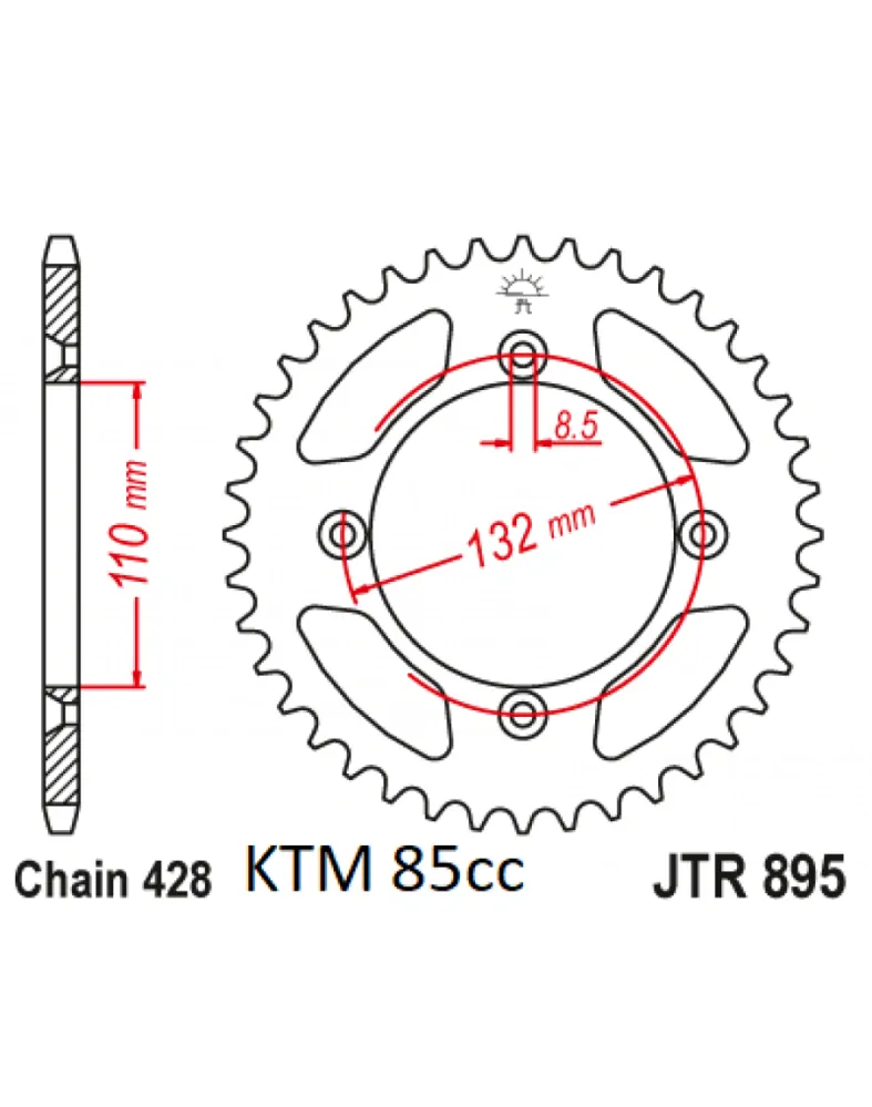 Rozeta KTM SX 85,HUSQVARNA TC 85,Gas-Gas MC 85 JT dural oranžová