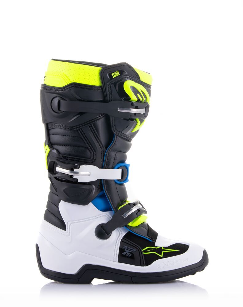 Detské čižmy Alpinestars Kids Boots Tech 7S Black Enamel Blue Yellow Fluo