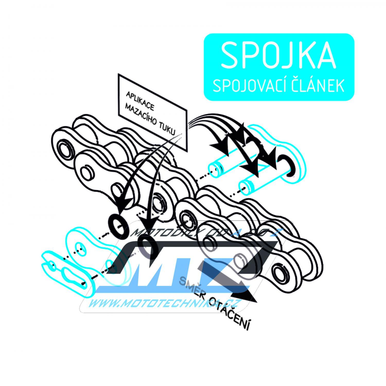 Spojovací článok reťaze (spojka) reťaze ČZ 520 ORM zlatá