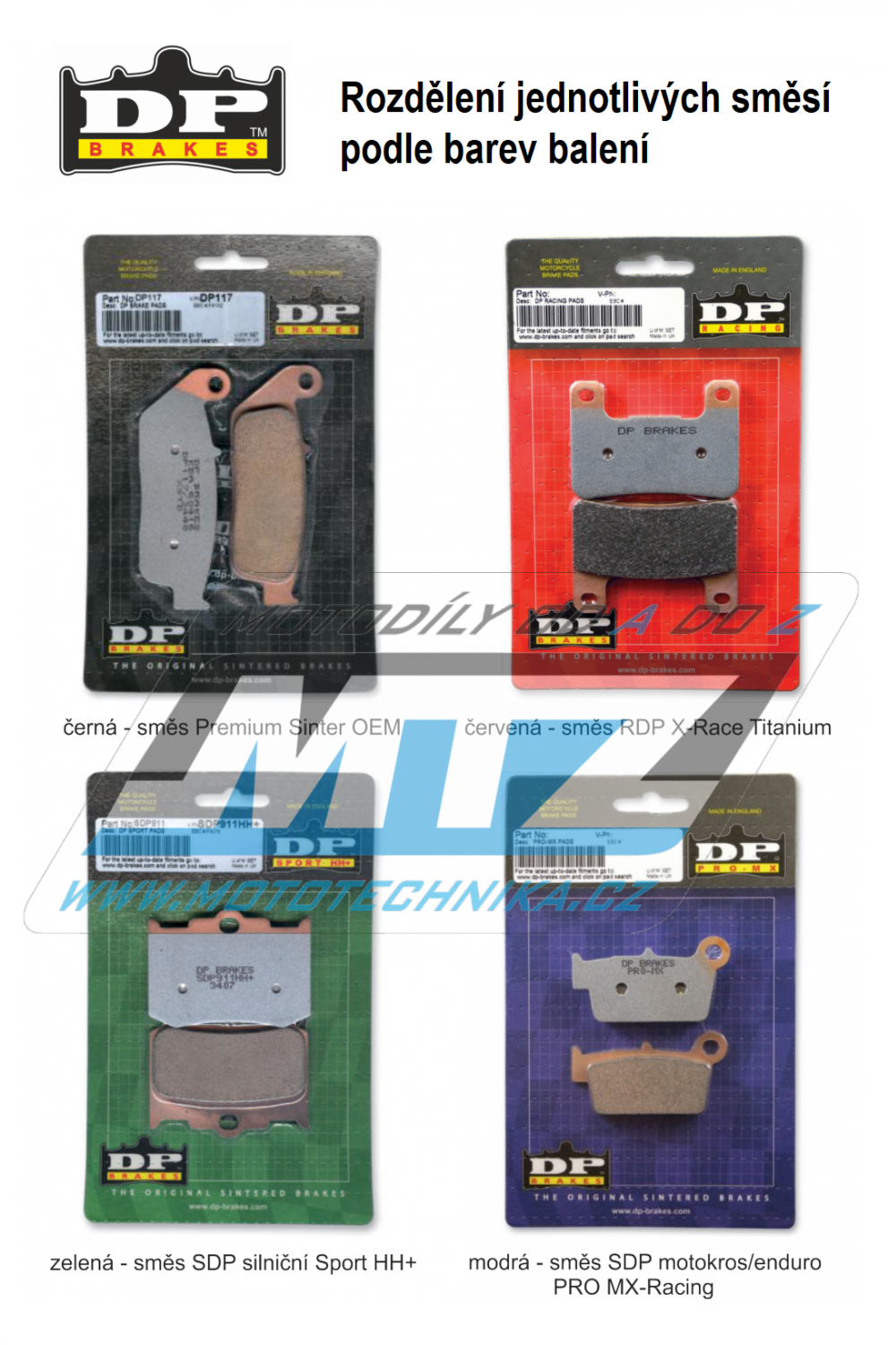 Brzdové doštičky DP108 DP Brakes - zmes Premium OEM Sinter