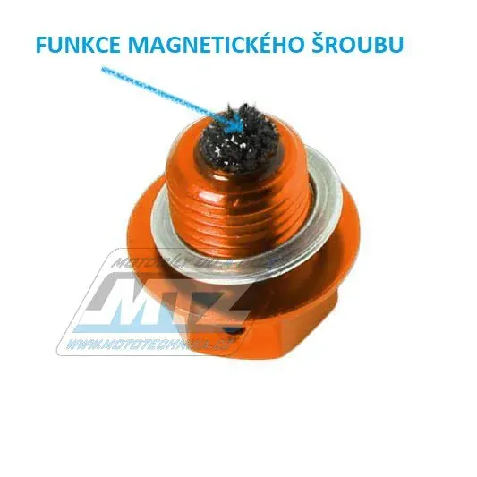 Magnetická vypúšťacia skrutka M12x12-1,5 - oranžová (KTM + Husqvarna) ZETA RACING